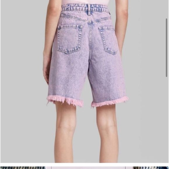 Acid Wash High Rise Distressed Bermuda Shorts Size 2 New With Tags - Picture 6 of 15